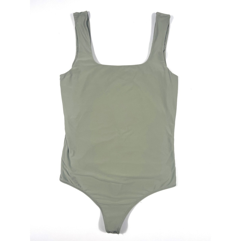 Abercrombie & Fitch Womens Medium Sage Green Buttery Soft Square‎ Neck Bodysuit